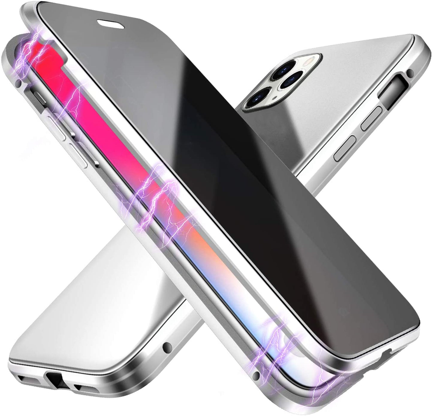 Étui de Iphone en verre trempé double face avec cadre anti-chute