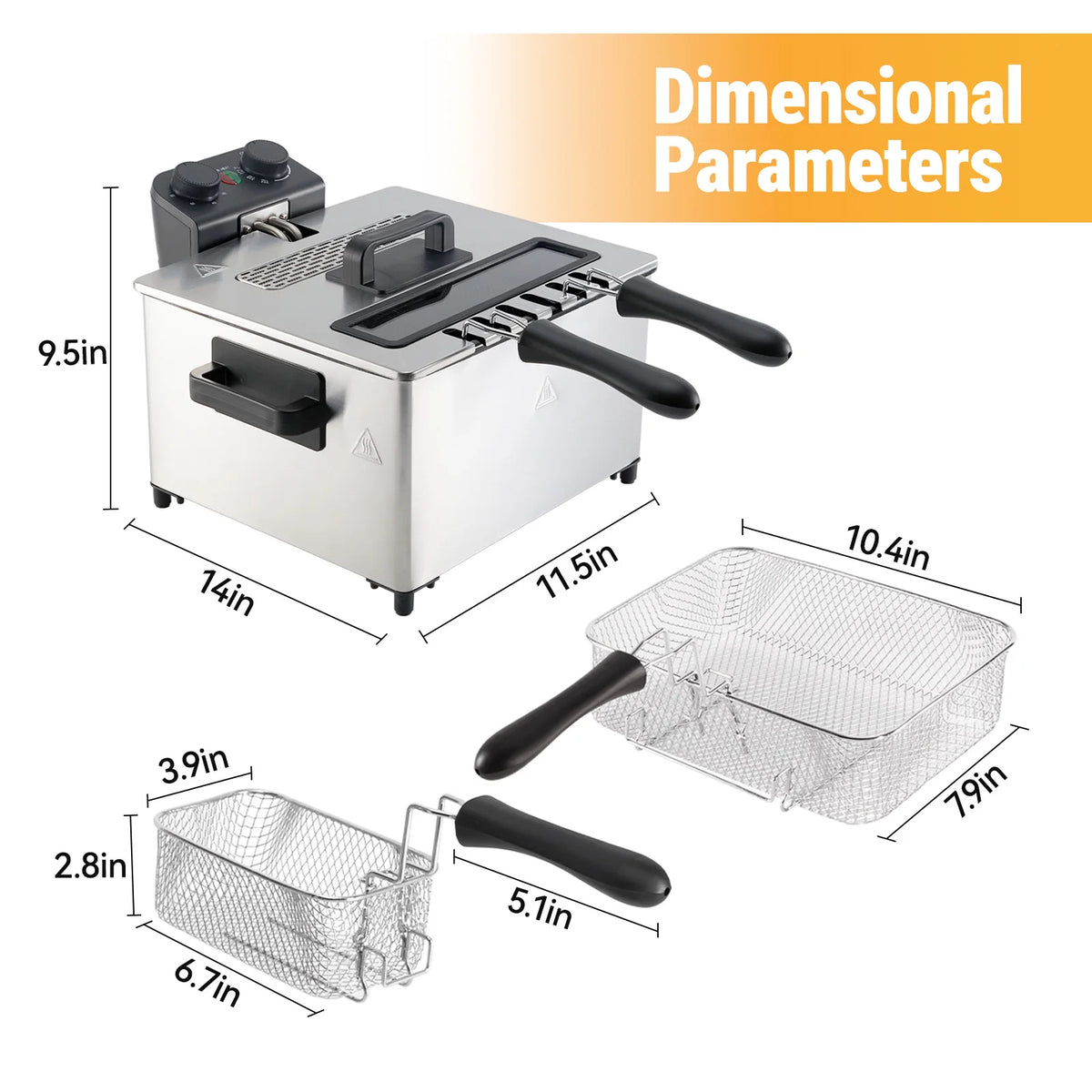 Friteuse Électrique Watalamall 5L | Inox avec 3 Paniers & Minuterie