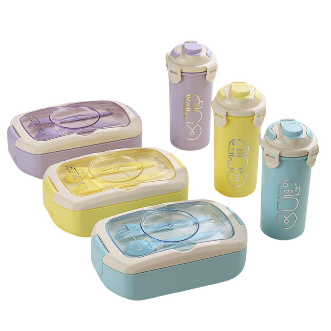 Boîtes à lunch scolaires avec bouteille d'eau