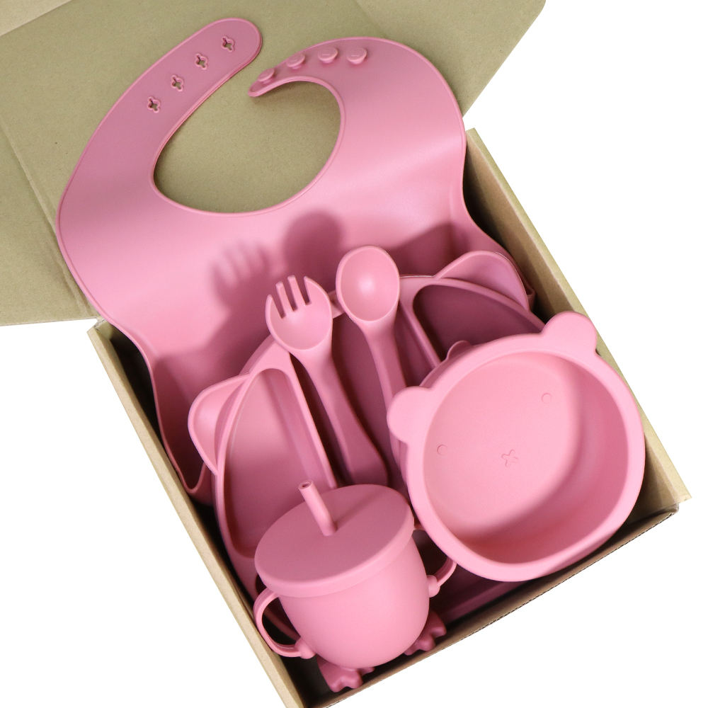 Kit Repas Bébé en Silicone — Set 6 Pièces Anti-Dérapant