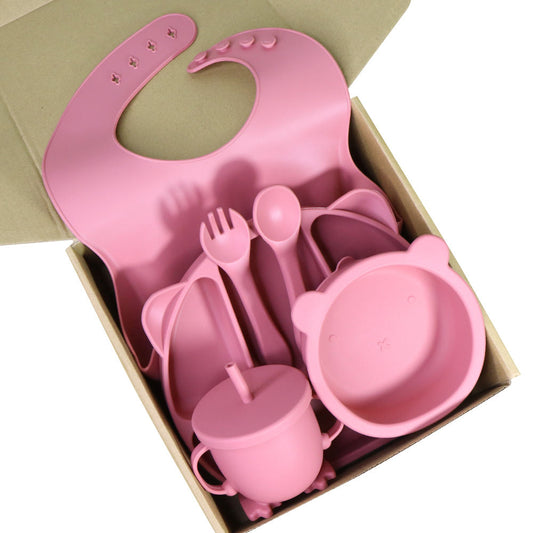 Kit Repas Bébé en Silicone — Set 6 Pièces Anti-Dérapant