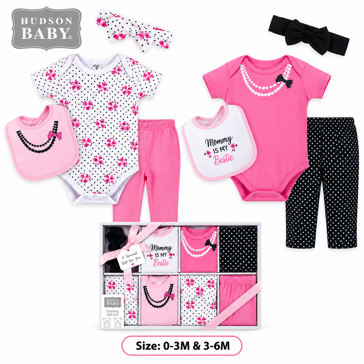 Coffret Hudson Baby Mommy's MVP — thème football, bleu marine & bordeaux, 0-3M & 3-6M