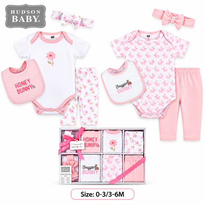 Coffret Hudson Baby Handsome — thème noeud papillon, bleu & gris, 0-3M & 3-6M