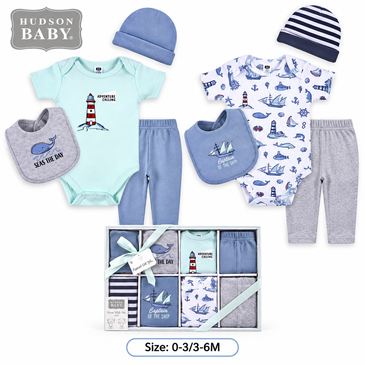 Coffret Hudson Baby Mommy's Bestie — thème glamour, rose fuchsia & noir, 0-3M & 3-6M