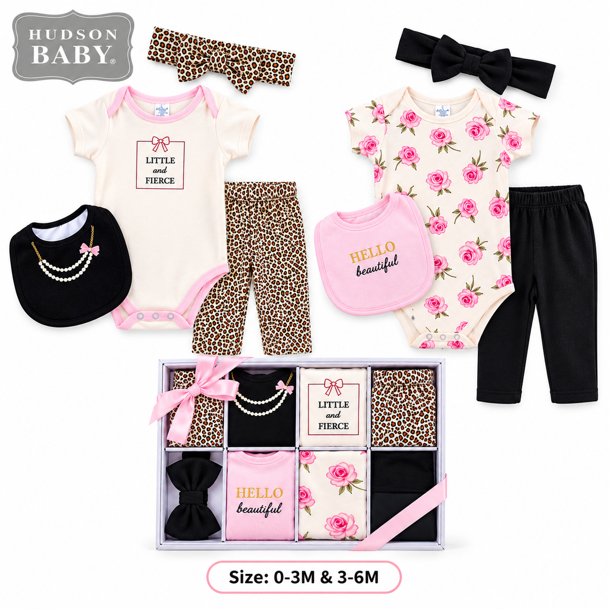 Coffret Hudson Baby — tailles 0-3M et 3-6M, Grow With Me Set