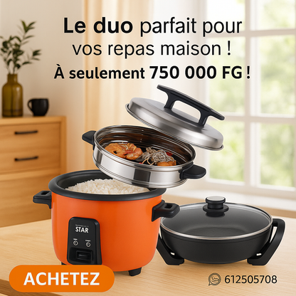 Kit de Cuisseur de riz et Poêle à sauce électrique