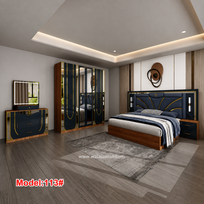 Chambre à coucher luxe Model 105 noir et or — vue détail