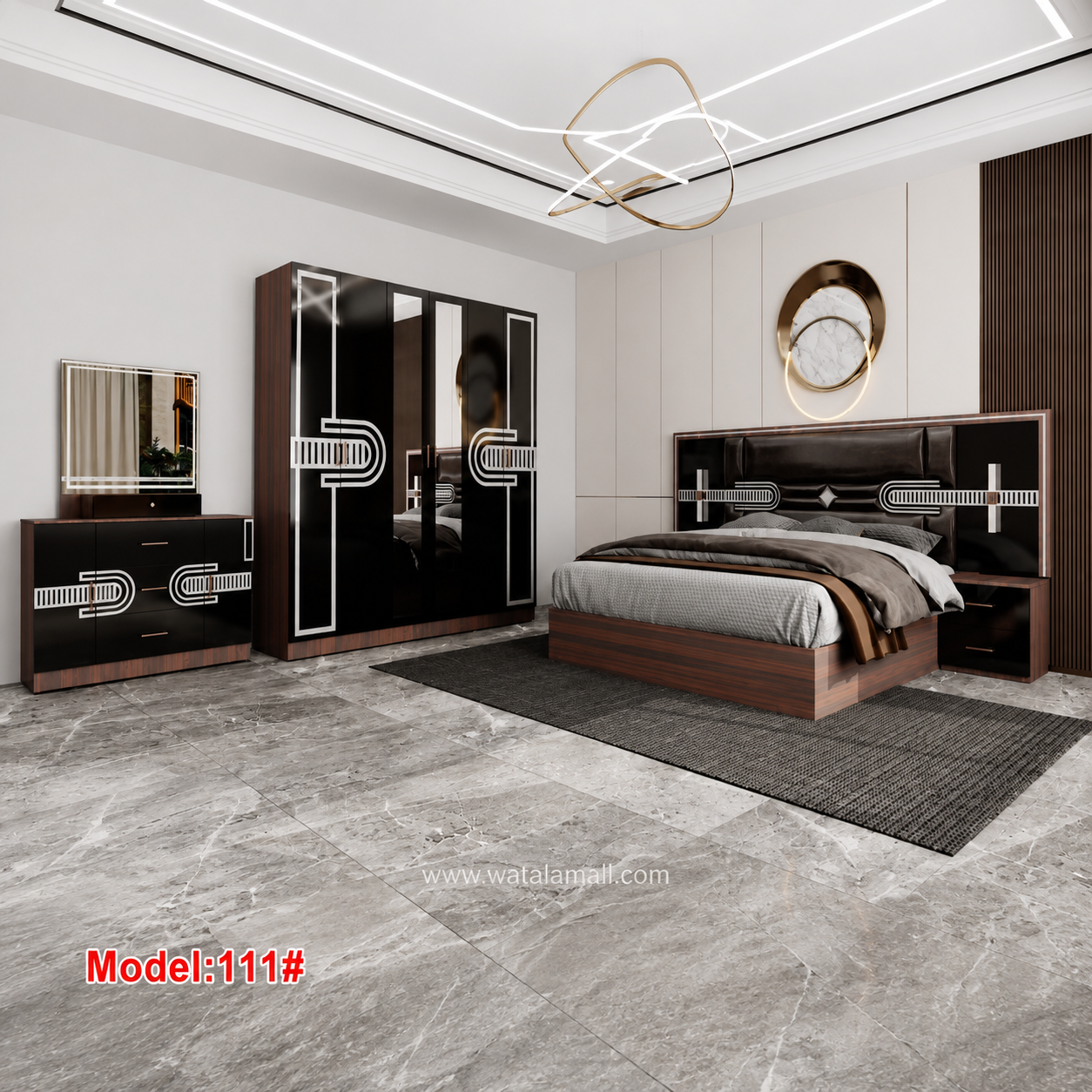Chambre à coucher luxe Model 105 noir et or — vue principale