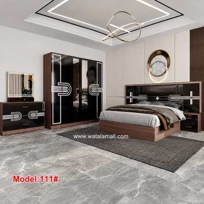 Chambre à coucher luxe Model 111 bois noir argent — vue principale