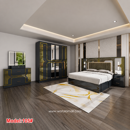 Chambre à coucher luxe Model 113 bleu marine et or