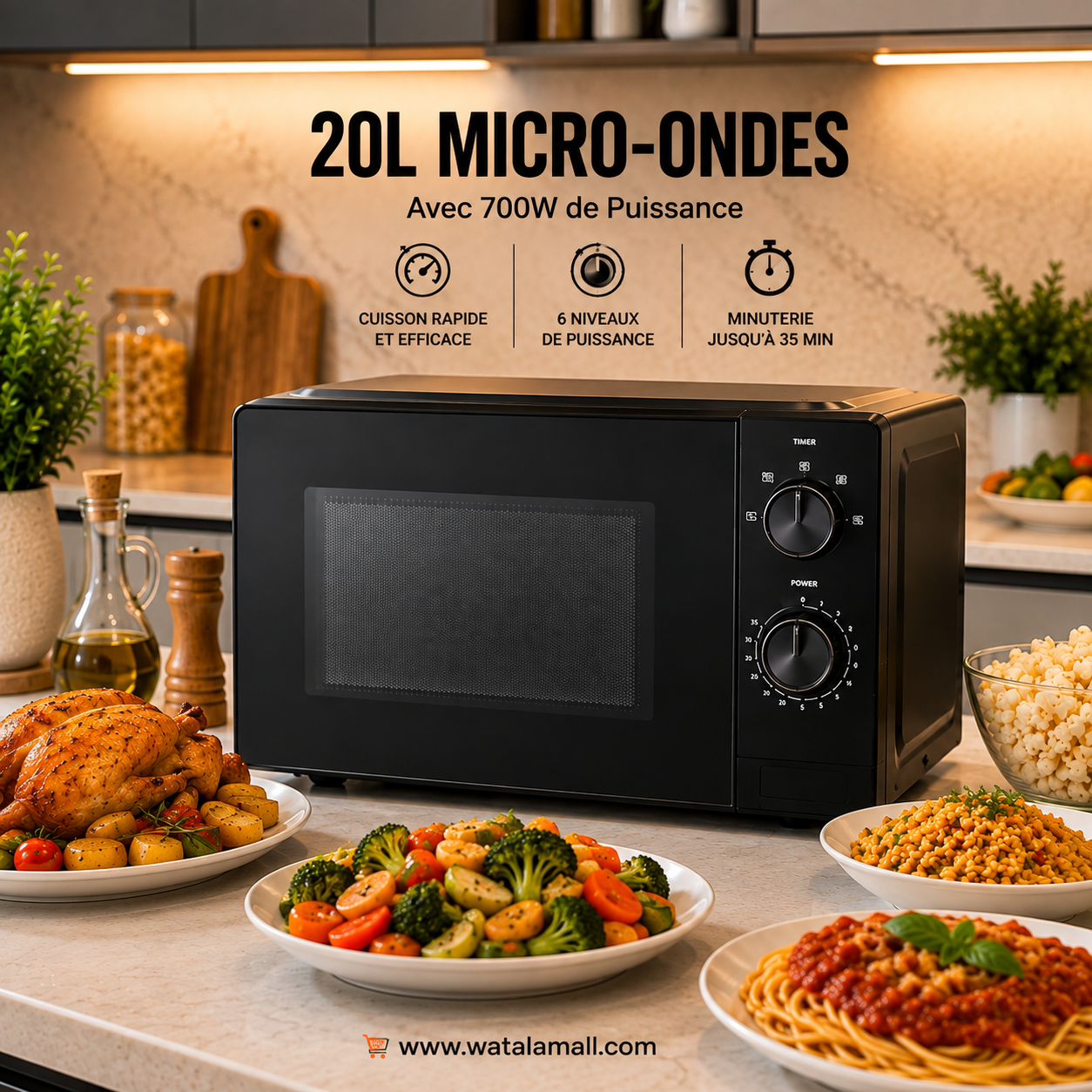 Micro-Ondes Hisense 20L 700W – Cuisson Rapide & Silencieuse