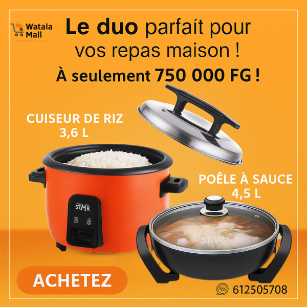 Kit de Cuisseur de riz et Poêle à sauce électrique