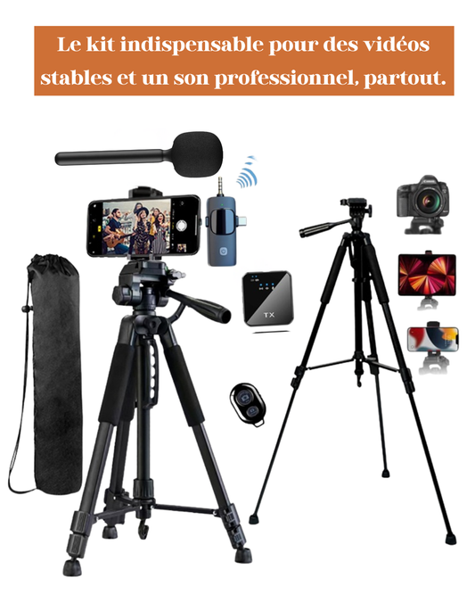 Kit professionnel de Trépied de 170cm pour téléphone, tablette, caméra vidéo