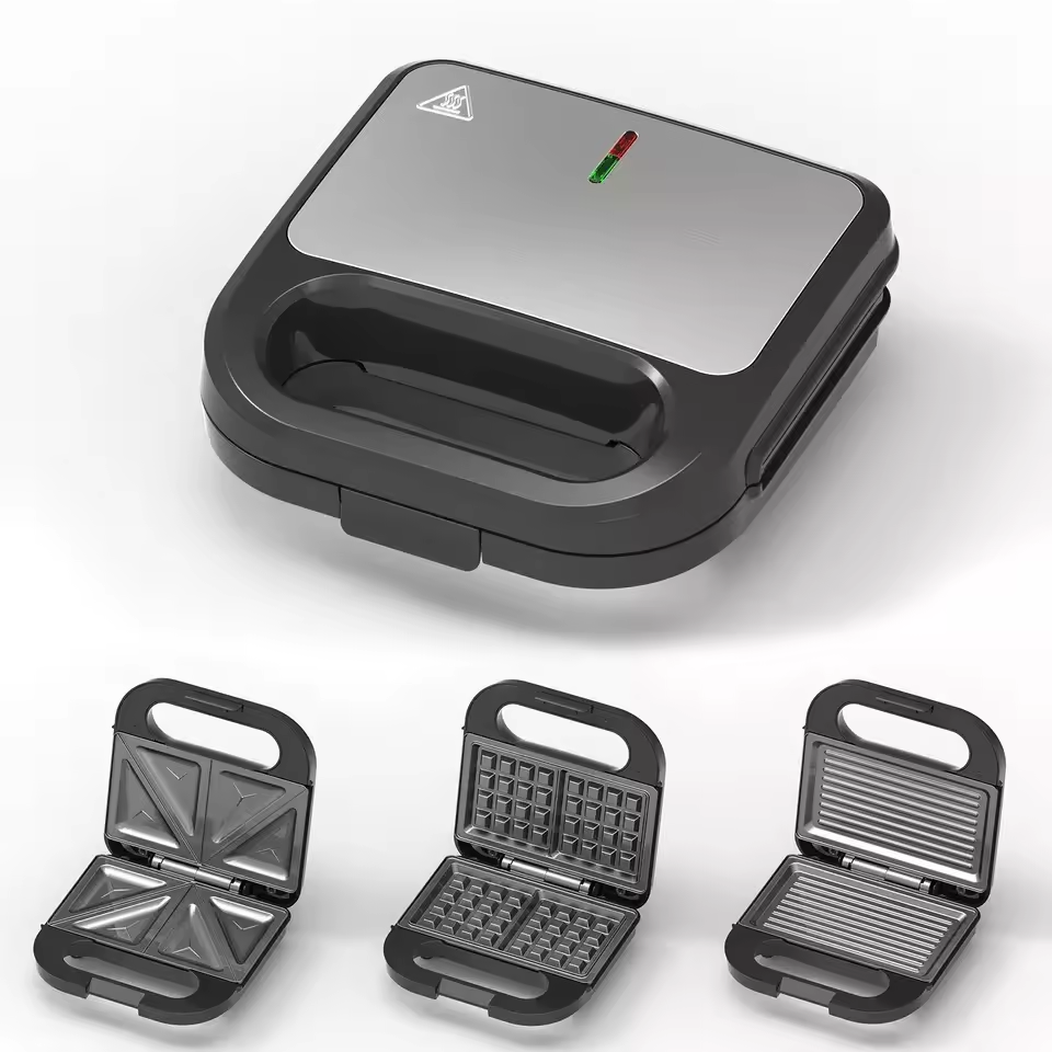 Grille-Sandwich Multifonction 9 en 1 | Plaques Interchangeables & Antiadhésives
