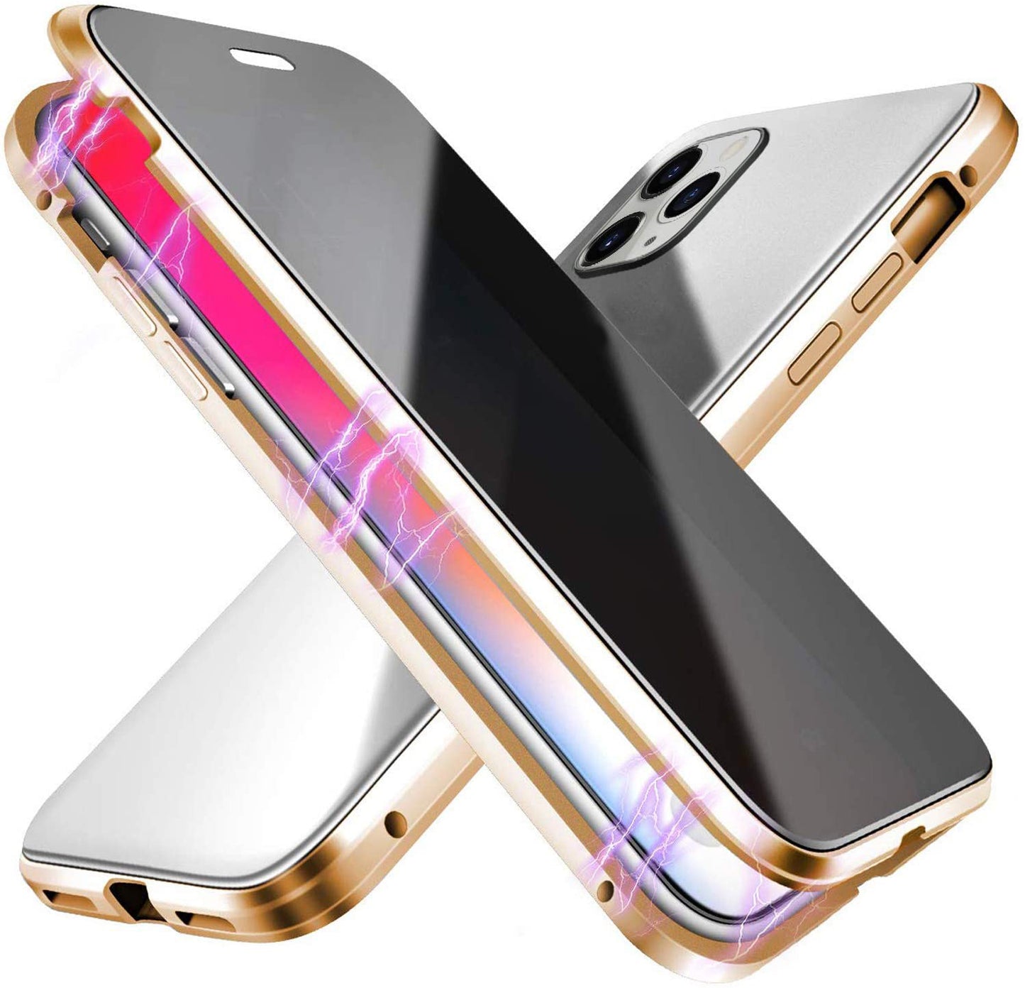 Étui de Iphone en verre trempé double face avec cadre anti-chute