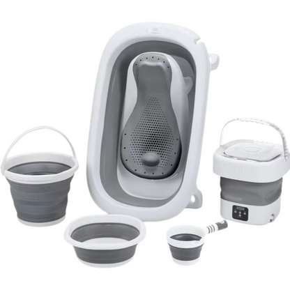 Coffret Tenbabe gris et blanc avec baignoire et accessoires pliables