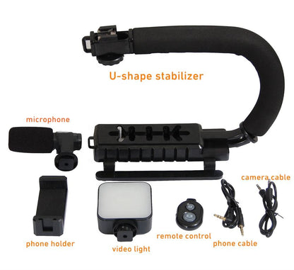 Support de caméra portable en forme de U avec Led Rechargeable Kit de stabilisateur Steadicam en forme de C