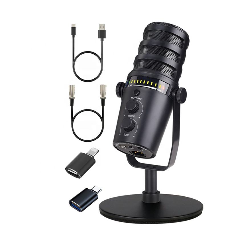 Microphone dynamique professionnel Live Streaming Podcast Équipement d'enregistrement Microfone Desktop Record filaire USB XLR