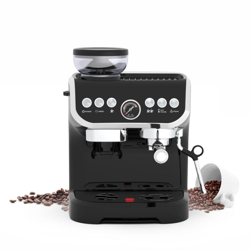 Machine à espresso avec shot d'espresso en cours