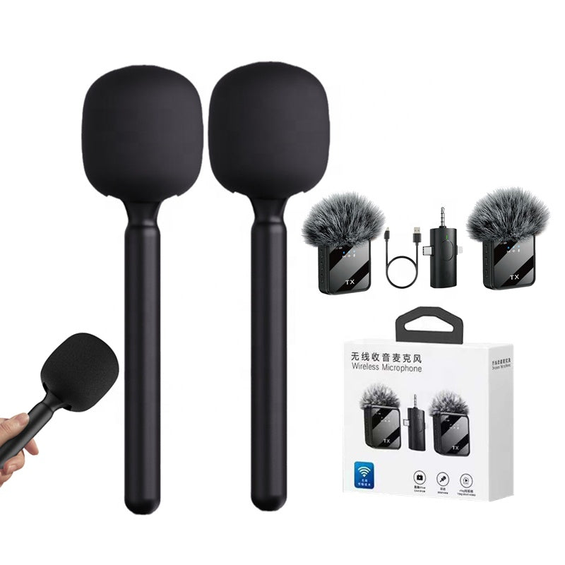 Microphone Sans Fil F11-2 — Poignée Interview | Récepteur 3-en-1 Lightning, USB-C & 3.5mm