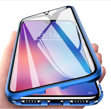 Étui de Iphone en verre trempé double face avec cadre anti-chute