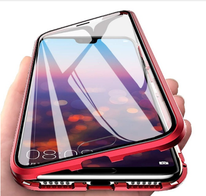 Étui de Iphone en verre trempé double face avec cadre anti-chute