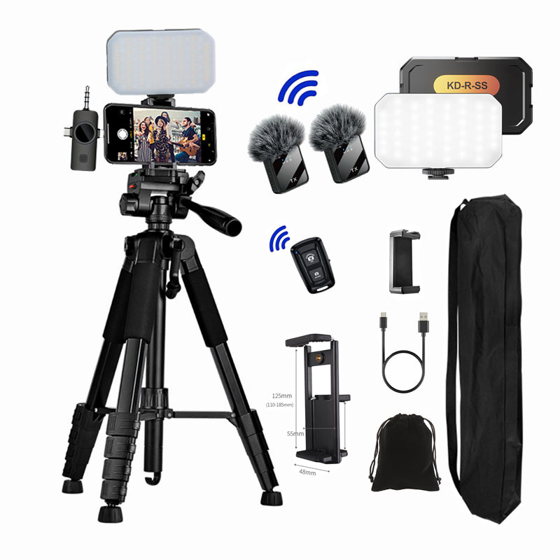 Kit Trépied 2.1M Heavy Duty — Micro Sans Fil + Lumière LED + Télécommande Bluetooth