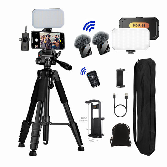 Kit Trépied 2.1M Heavy Duty — Micro Sans Fil + Lumière LED + Télécommande Bluetooth