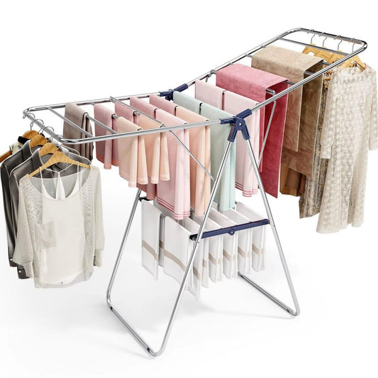 Séchoir pliable 2 niveaux — espacement large 10 cm pour ventilation optimale et séchage rapide