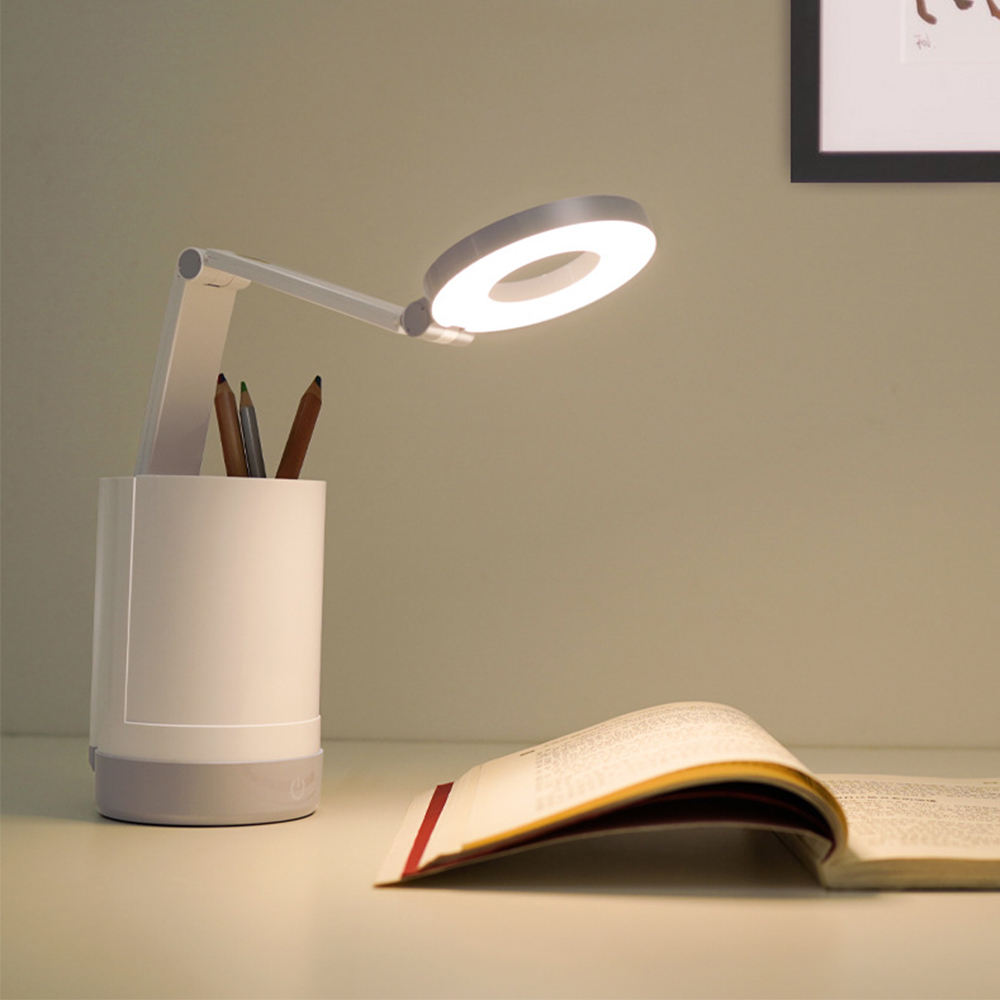 Lampe de bureau pliante pour chambre d'enfant avec porte-stylo et porte-téléphone pour la maison et le bureau