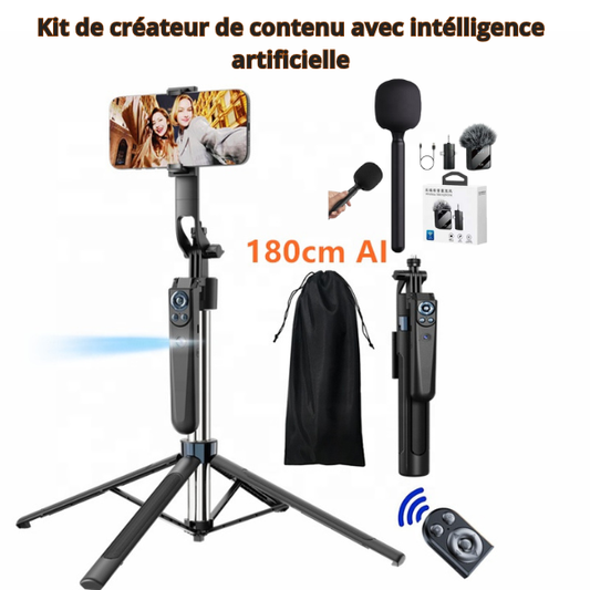 Kit Trépied  Intelligent AI suivi du visage quadrupode Selfie bâton 360 degrés