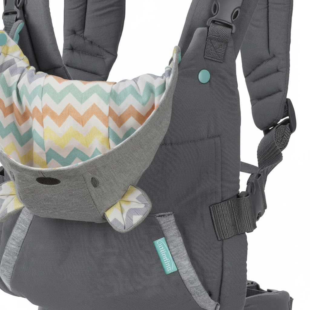 Lifestyle — détail tissu et confort du porte-bébé