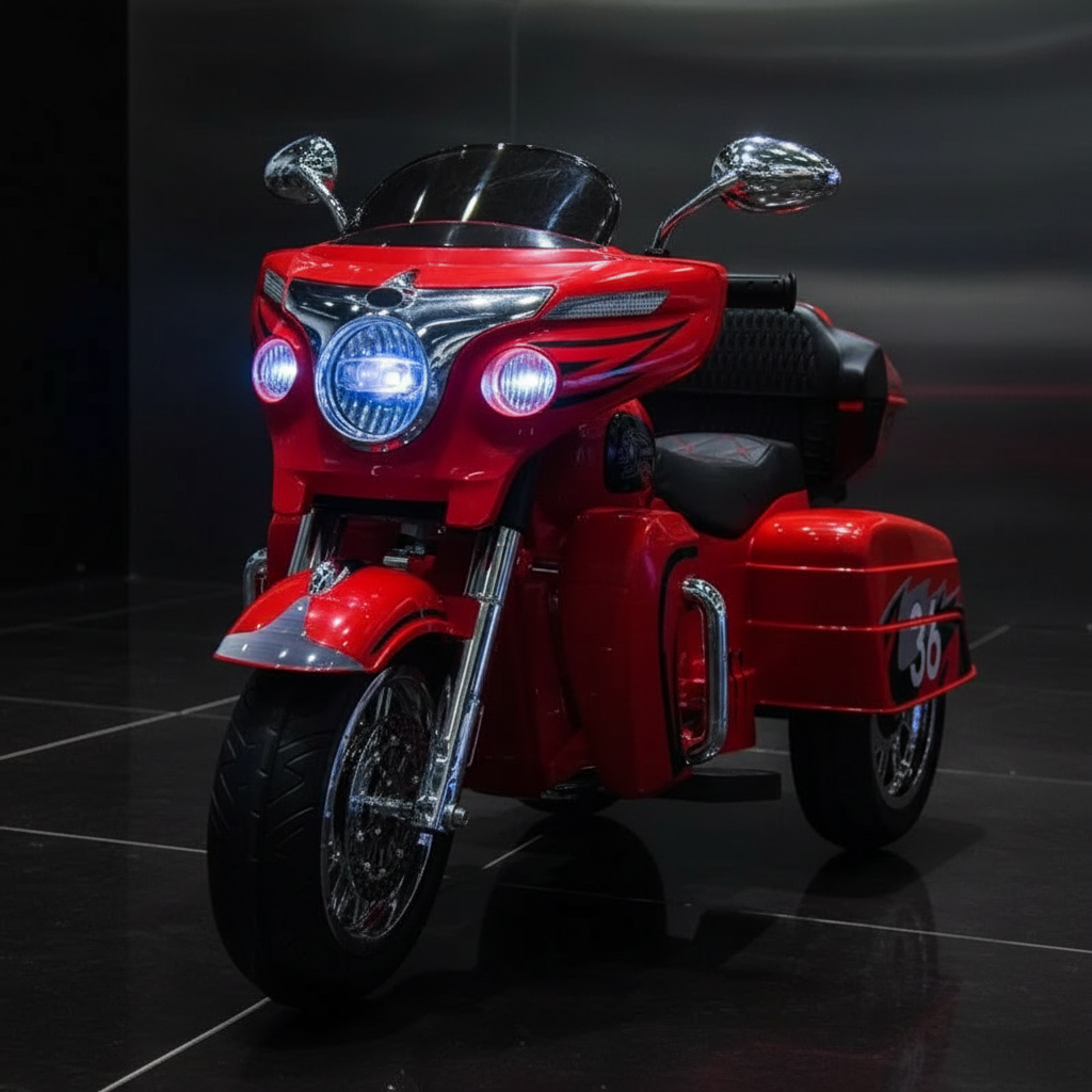Lifestyle - Moto électrique rouge en studio premium