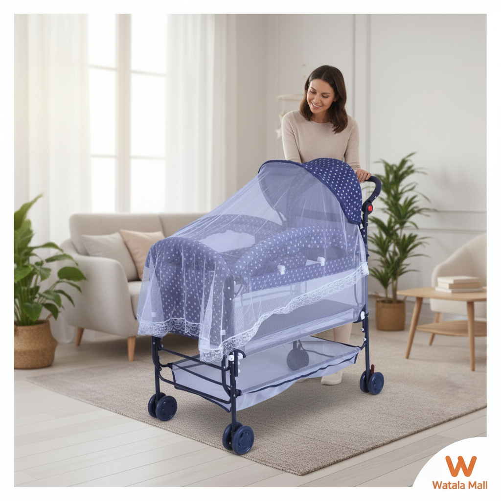 Berceau bébé dans un salon familial
