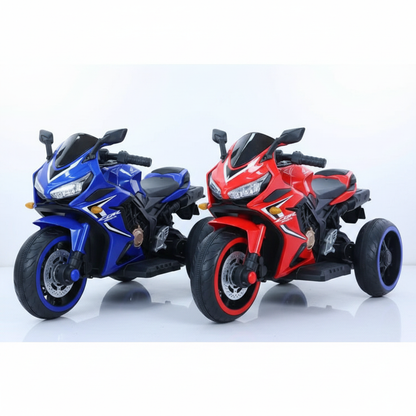 Motos électriques rouge et bleue côte à côte