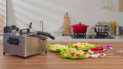 Friteuse Électrique Watalamall 5L | Inox avec 3 Paniers & Minuterie